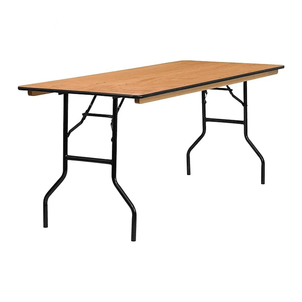 6' Rectangle Wood Folding Table