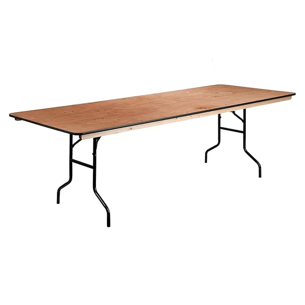 8' Rectangle Wood Folding Table