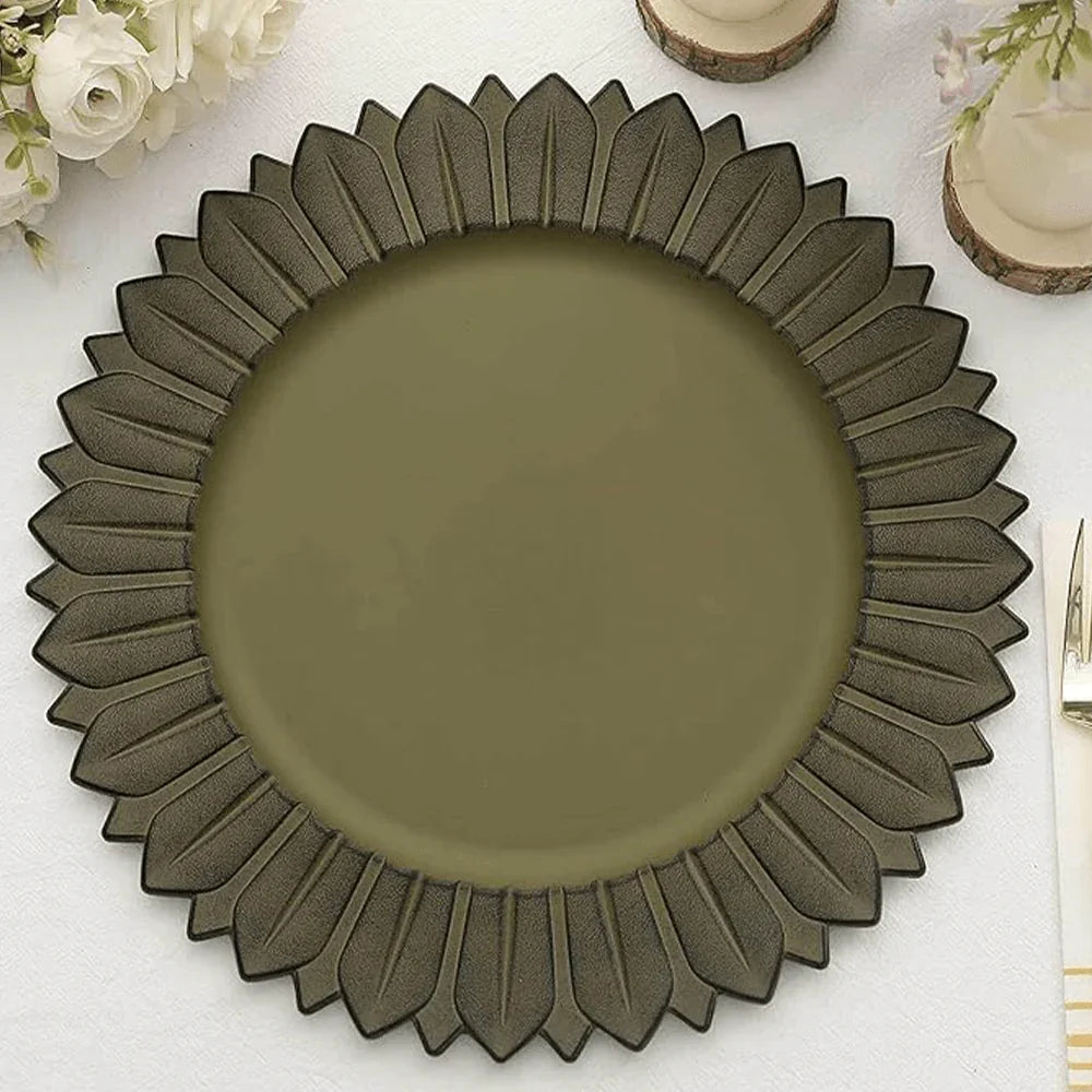 Matte Green Textured Charger Plates