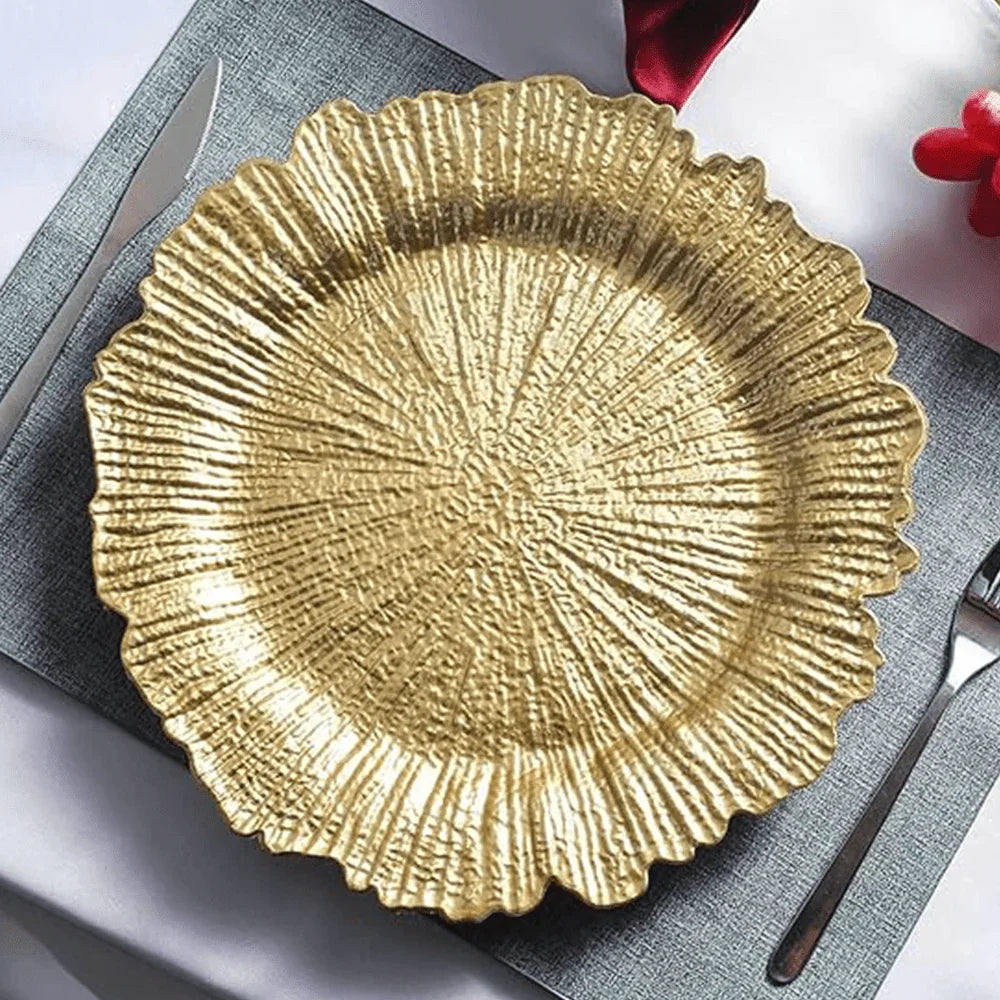 Antique Gold Engraved Charger Plates