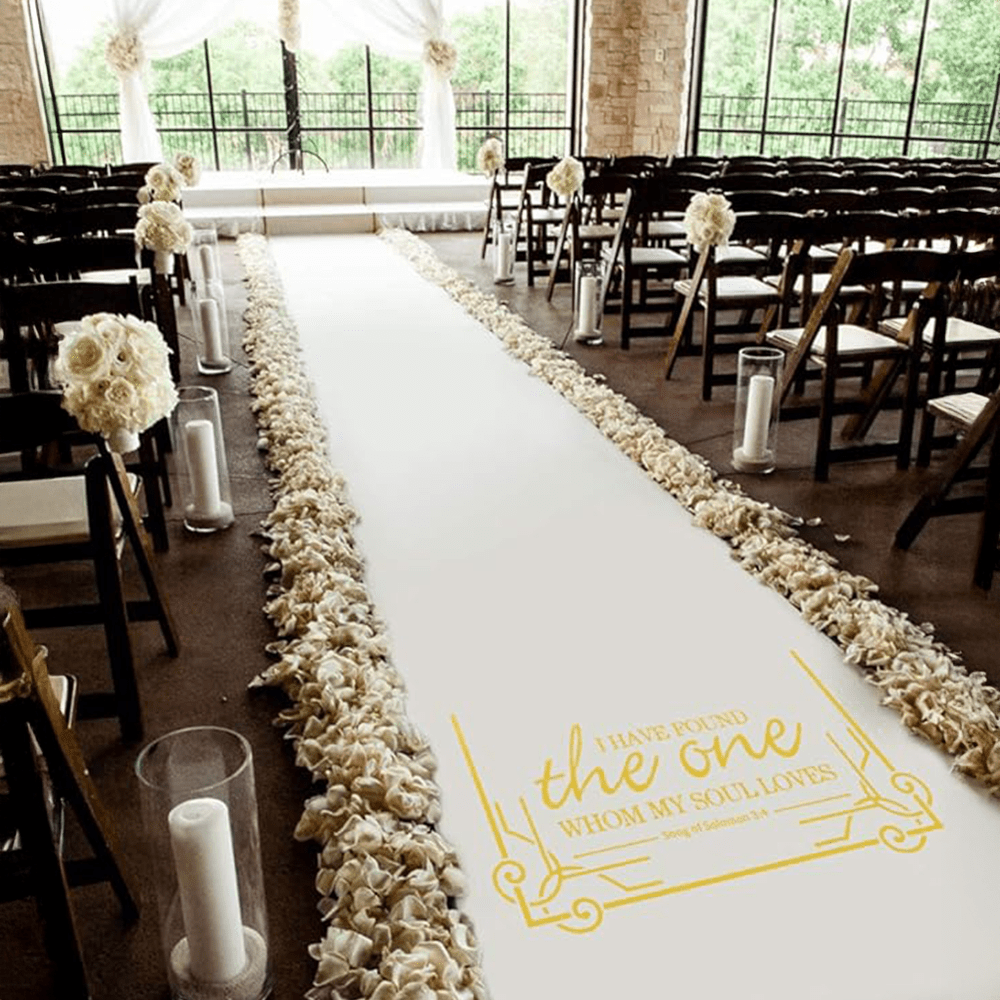 Wedding Aisle Runner with Gold Print
