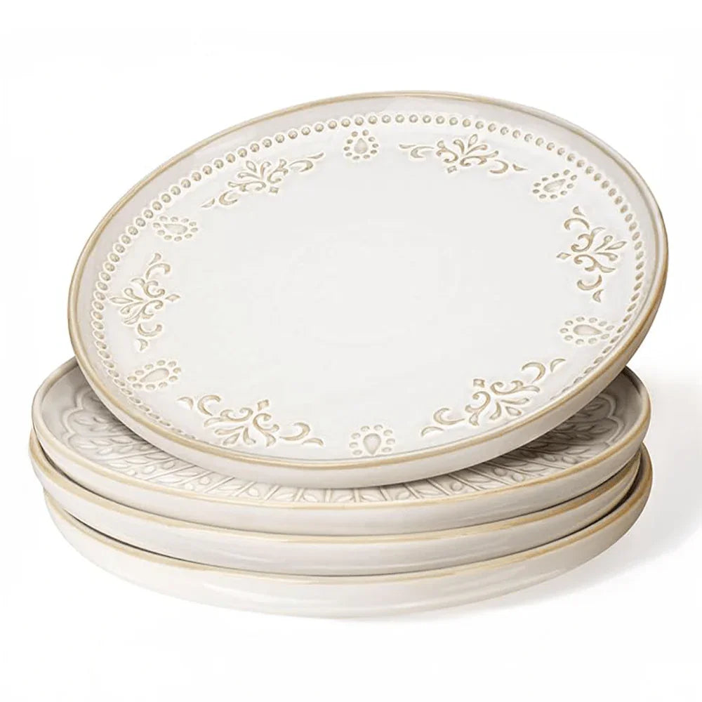 Ceramic Embossed Dinner Plates