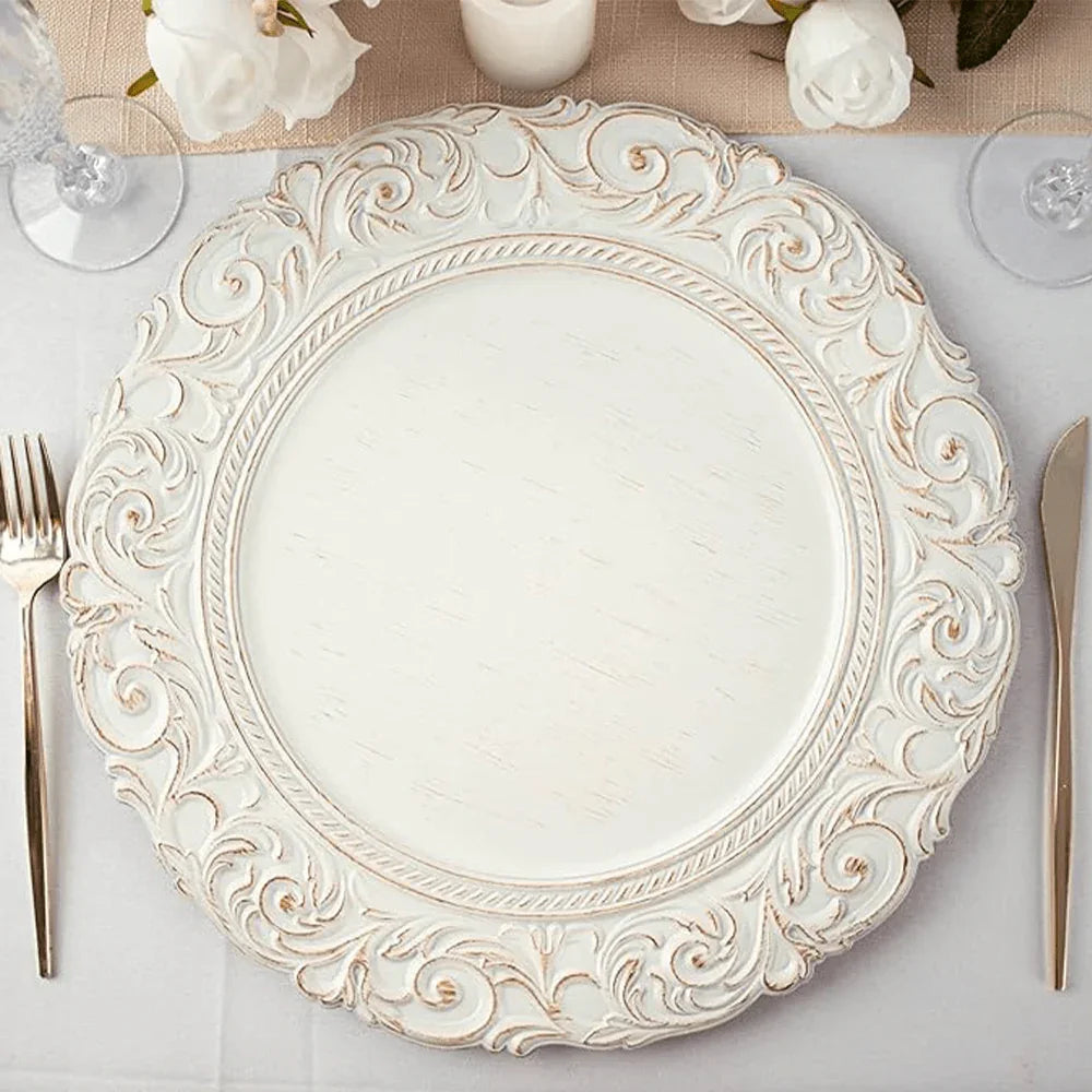 White Textured Charger Plates