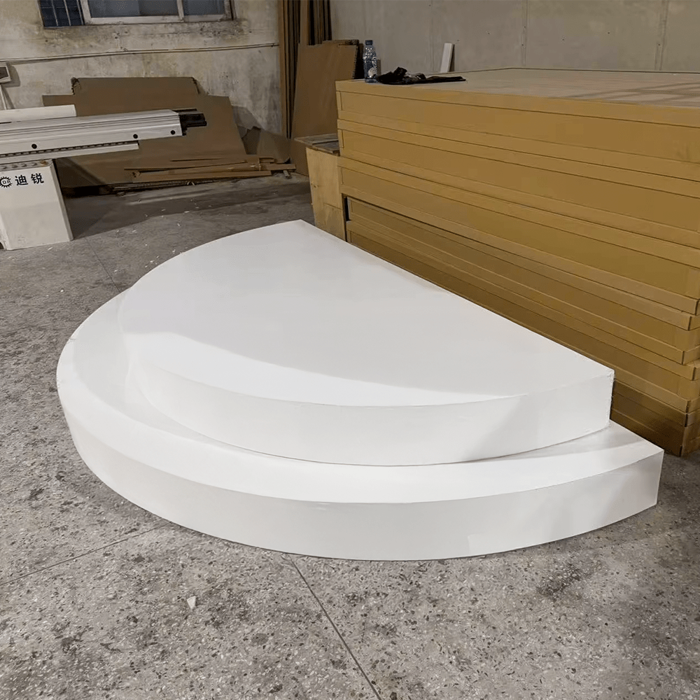 White Stage Double Semi-Circle Platform