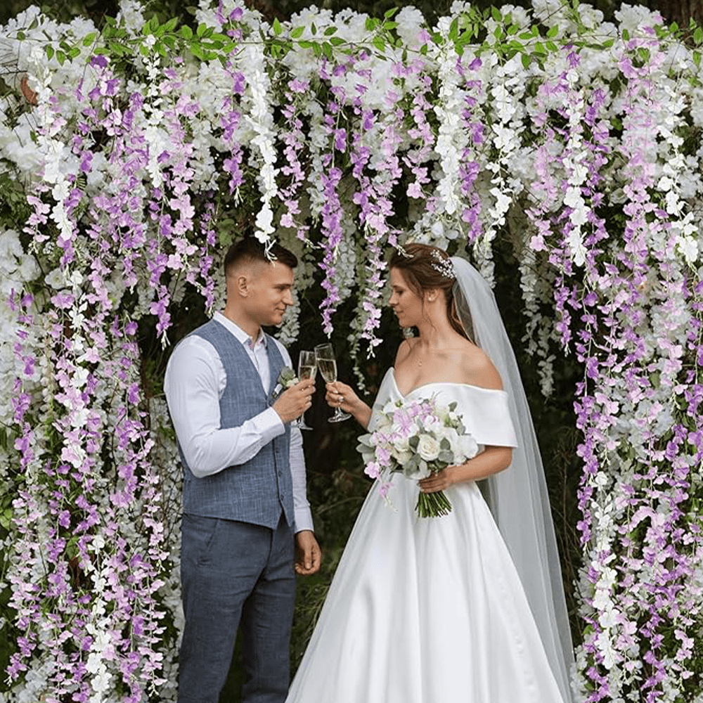 Light Purple & White Wisteria Garland Set