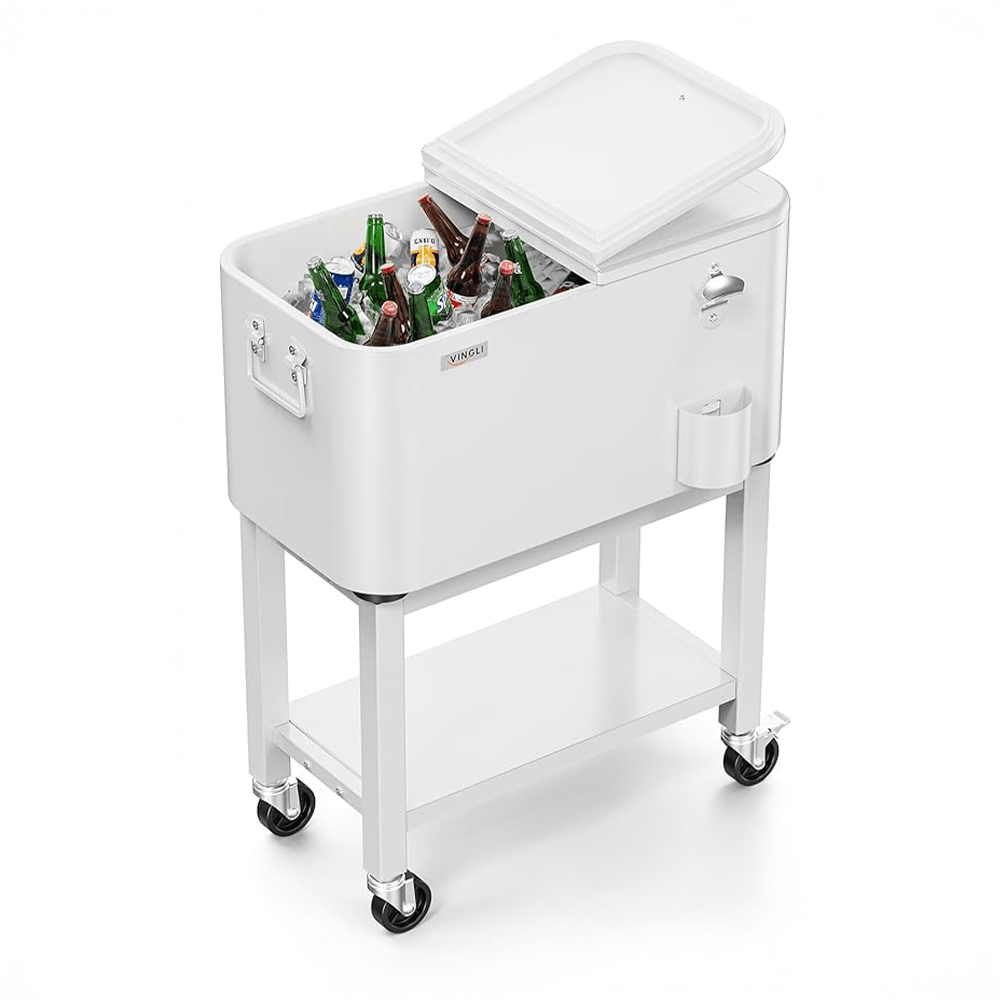 Standing 20 Gallon Cooler with Shelf & Bottle Opener