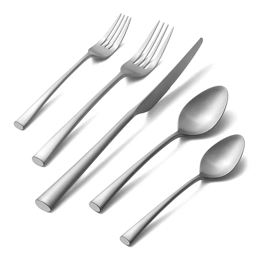 Modern Matte Silver Utensil Set
