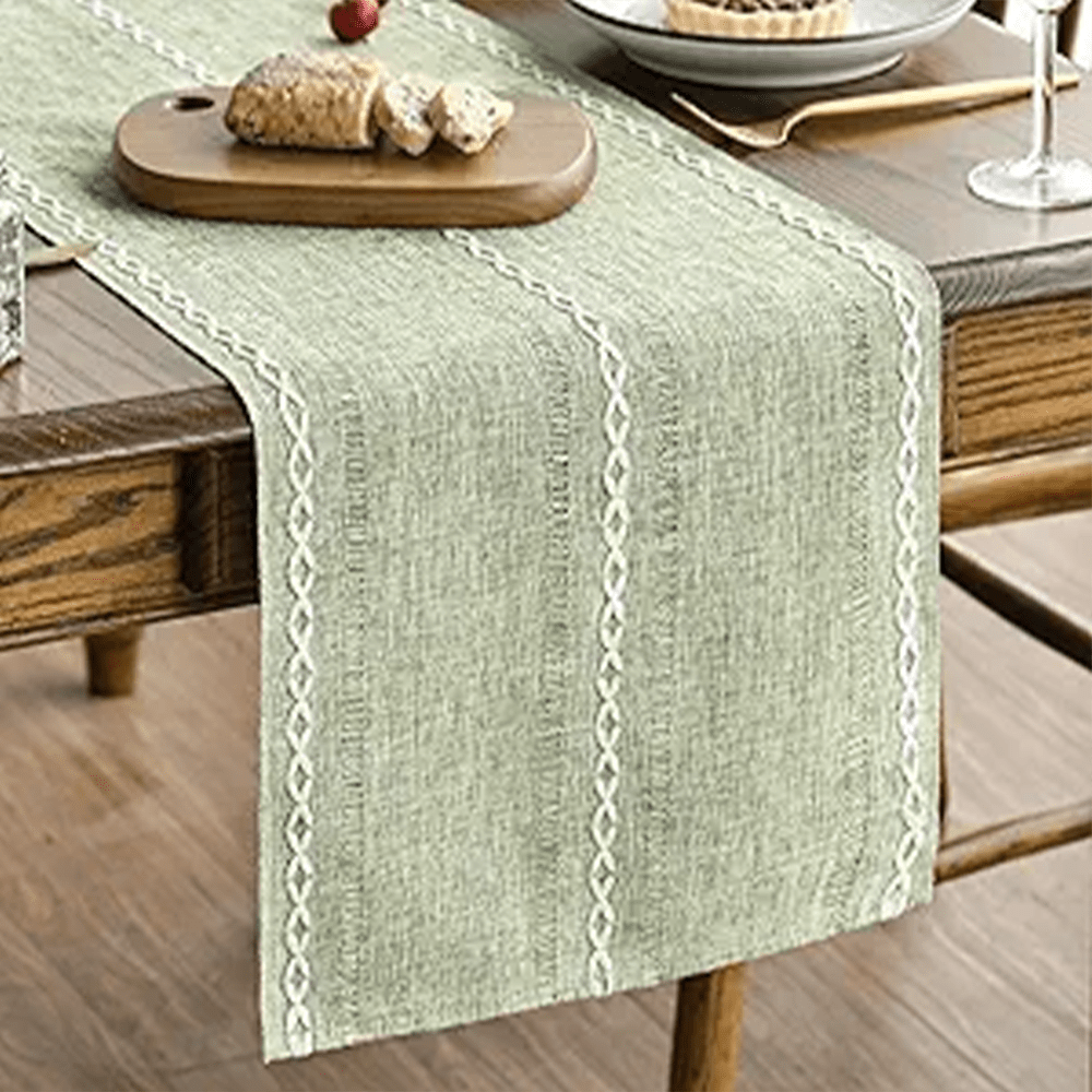 Sage Green Cotton Linen Table Runner