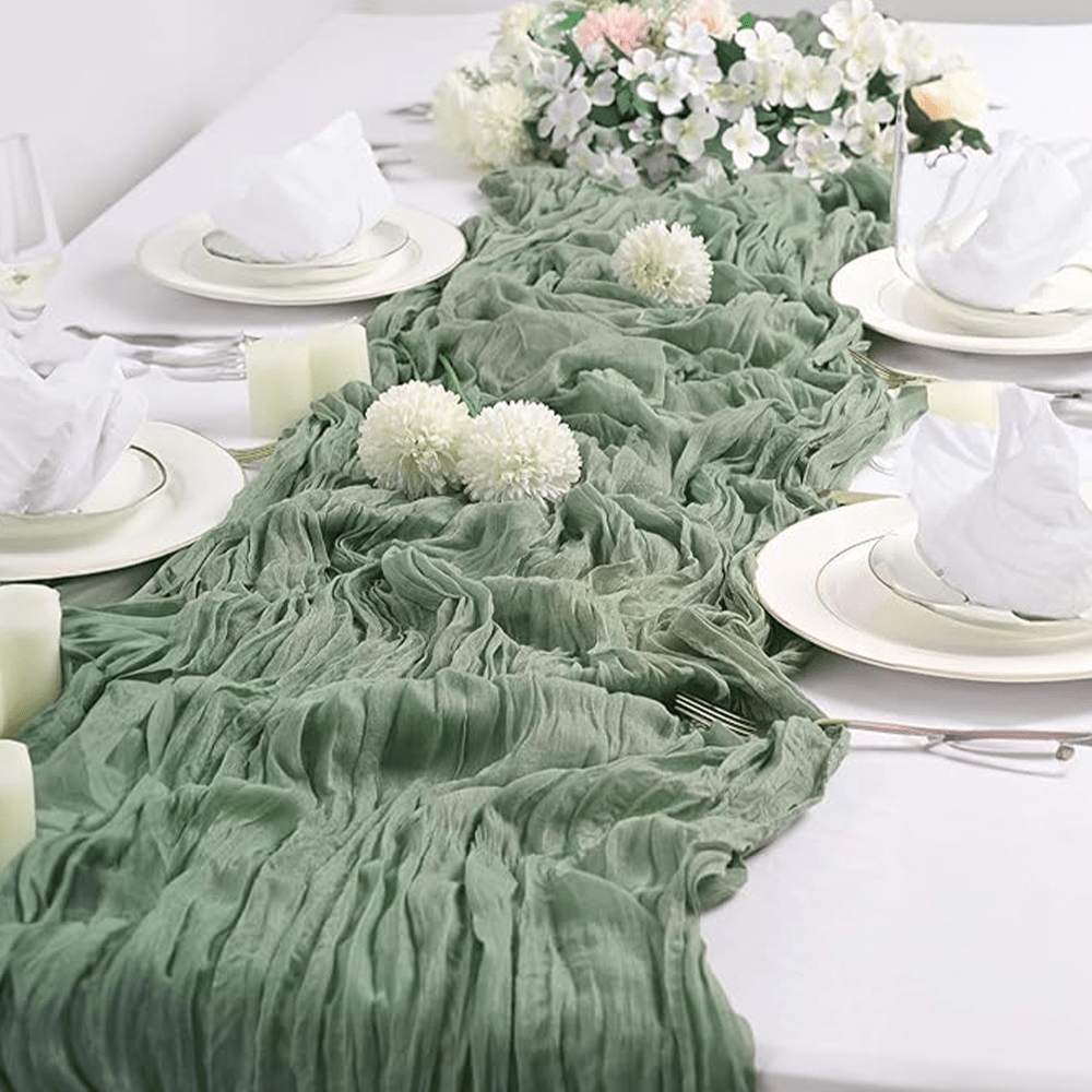 Sage Green Gauze Table Runner