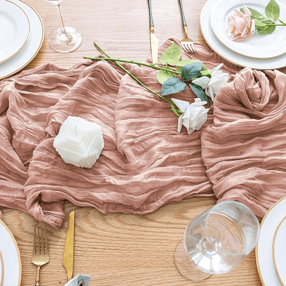 Dusty Pink Gauze Table Runner Set