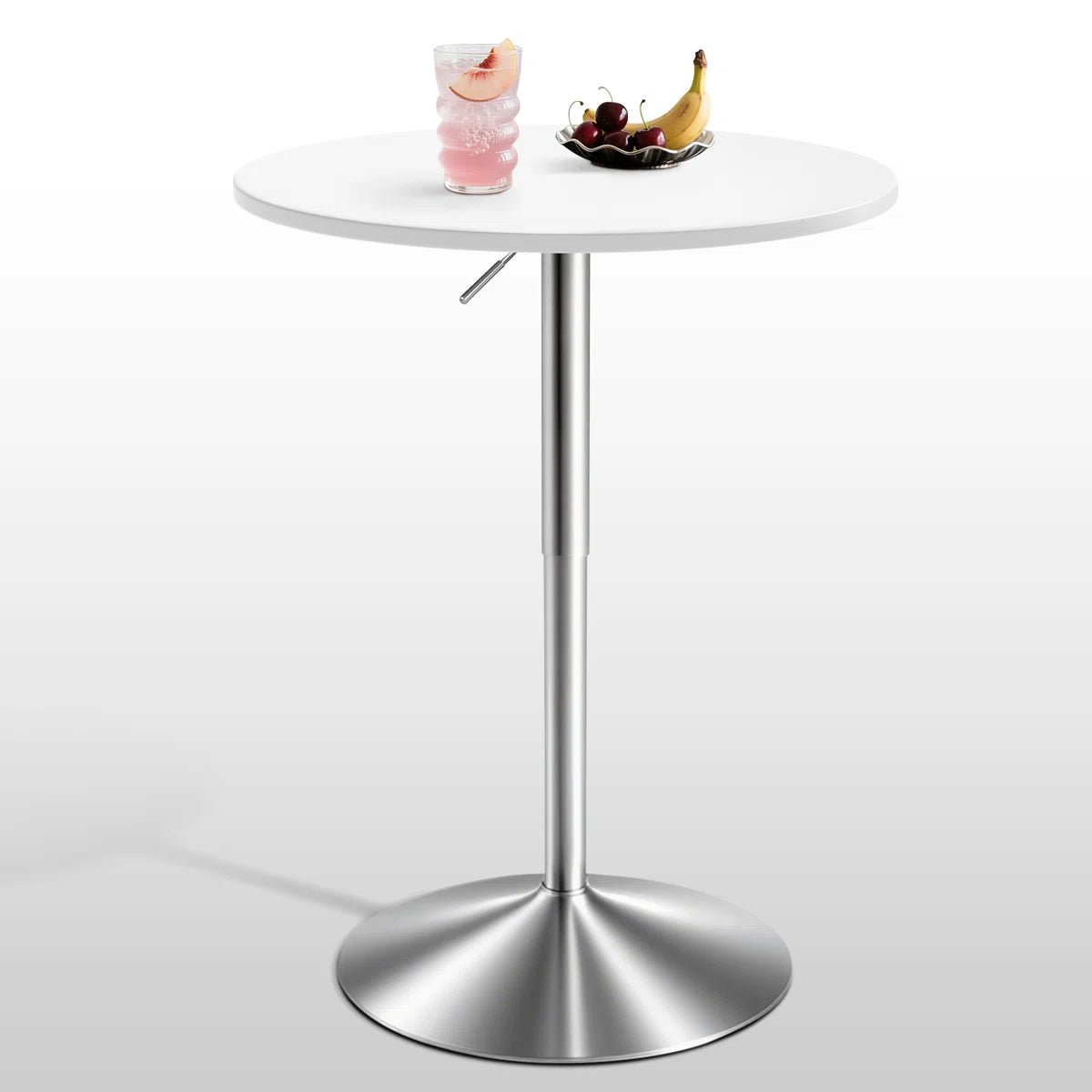 Adjustable Height Round Bar Table with Chrome Base