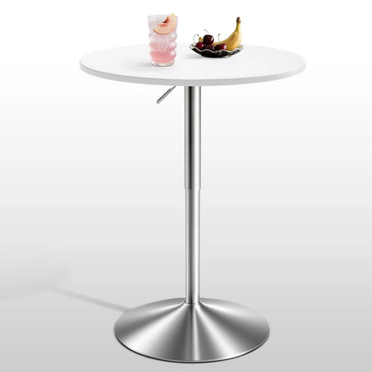 Adjustable Height Round Bar Table with Chrome Base
